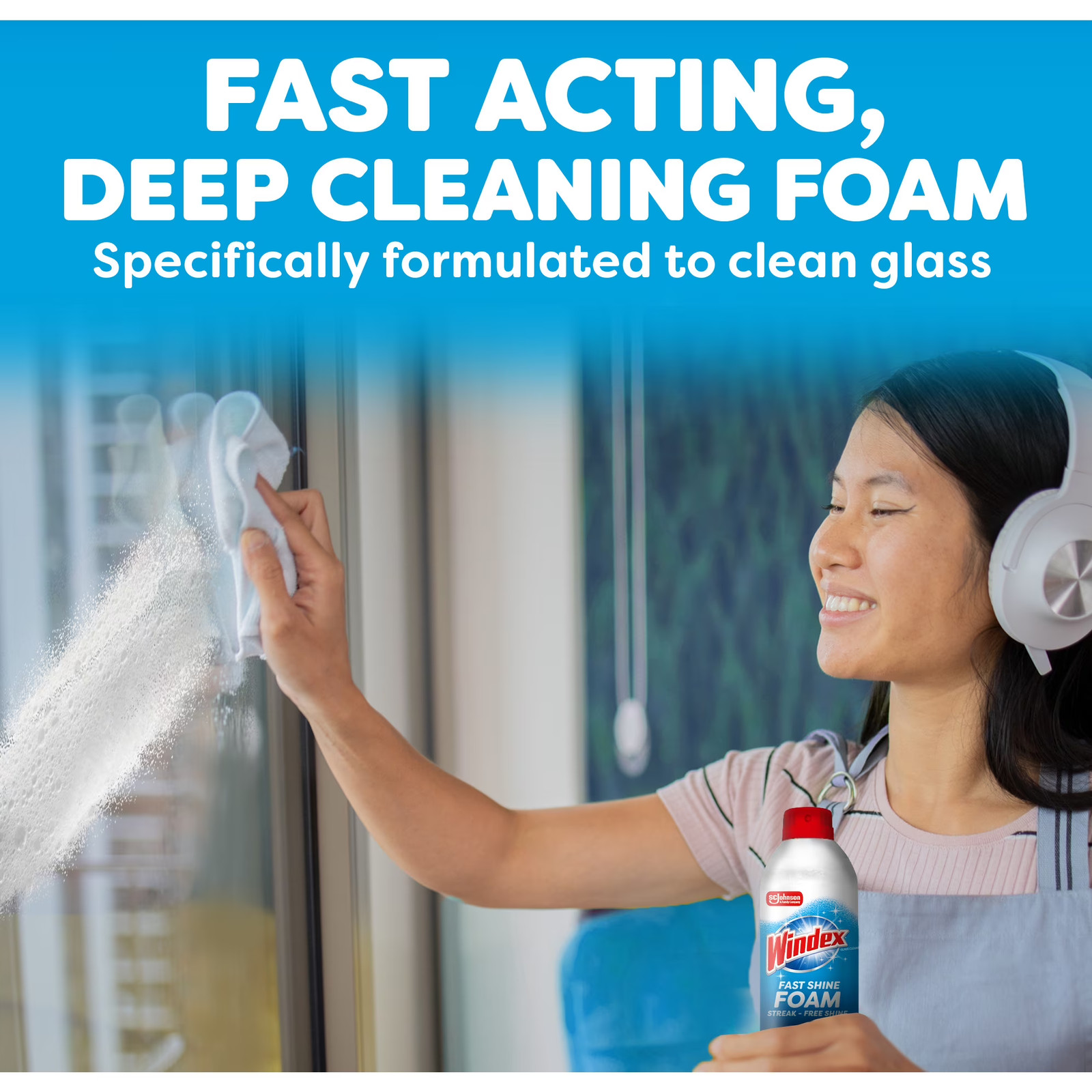Fast Shine Foam Glass Window Mirror Cleaner NoDrip Aerosol