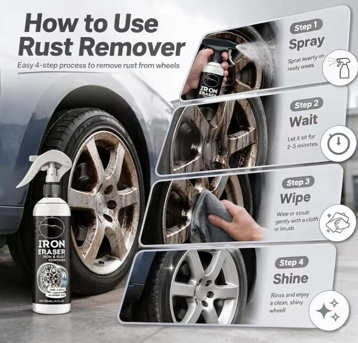 Iron Eraser Rust Remover Spray, Car Wheel Paint Brake Dust Fast Cleaner 120ml /