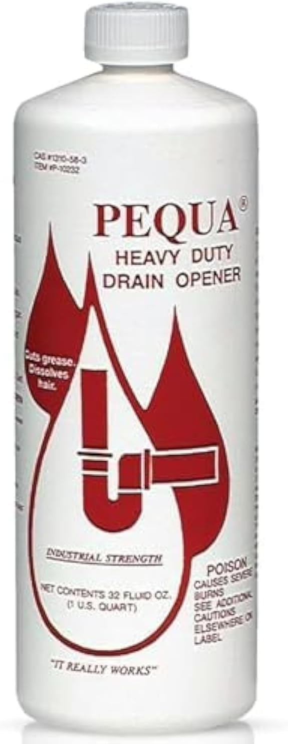 Pequa Heavy Duty Drain Opener, Industrial Strength, Hair, Grease 32 Oz