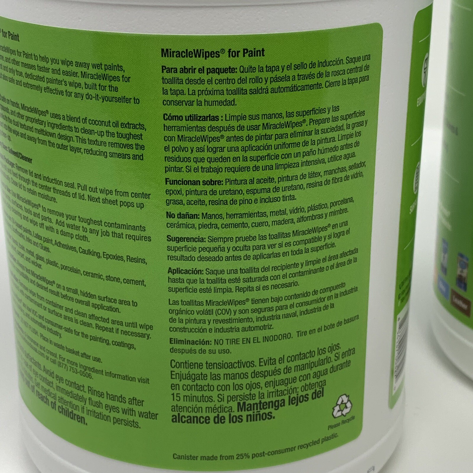 Lot of 2 Miracle Brands Paint Wipes – Textured Wet Wipes 180 Ct Total – 12″ x 6″