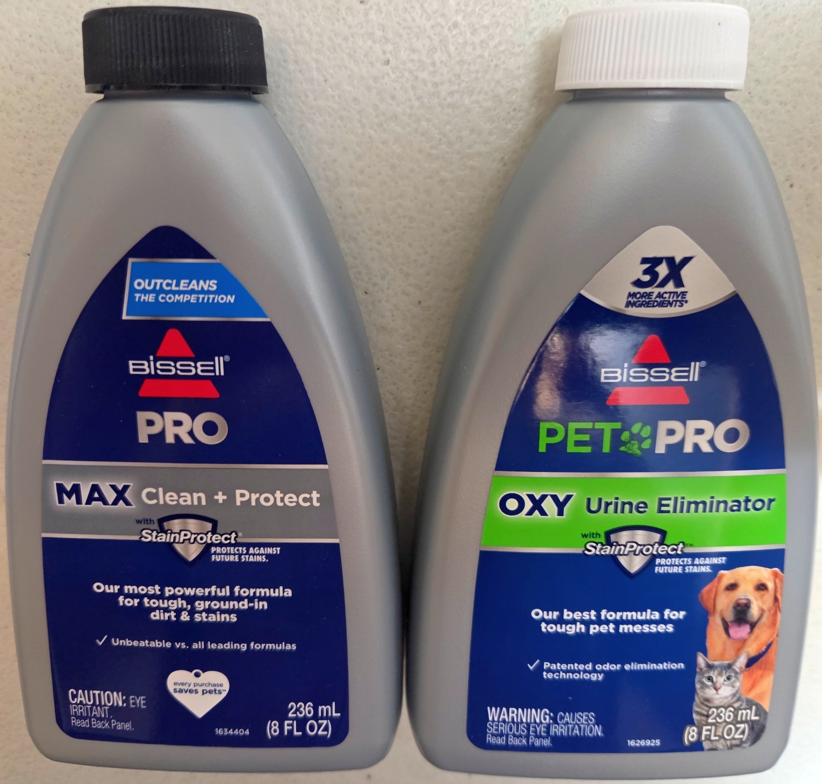 BISSELL PRO MAX CLEAN & PROTECT 8OZ + PET PRO OXY URINE ELIMINATOR 8OZ – NEW