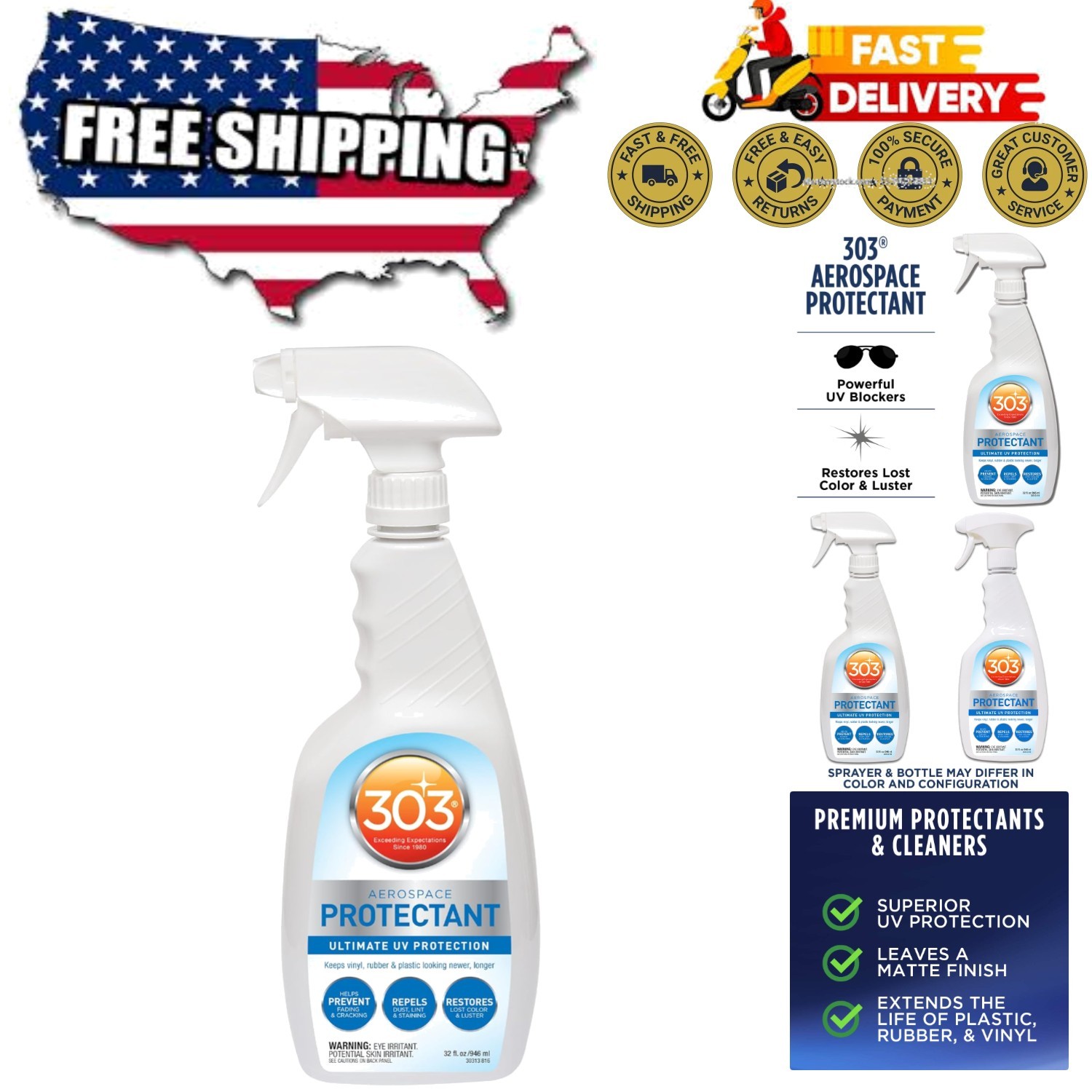 Outdoor Furniture Protector – 303 Aerospace UV Spray, Restores Color, 32 Fl. Oz.