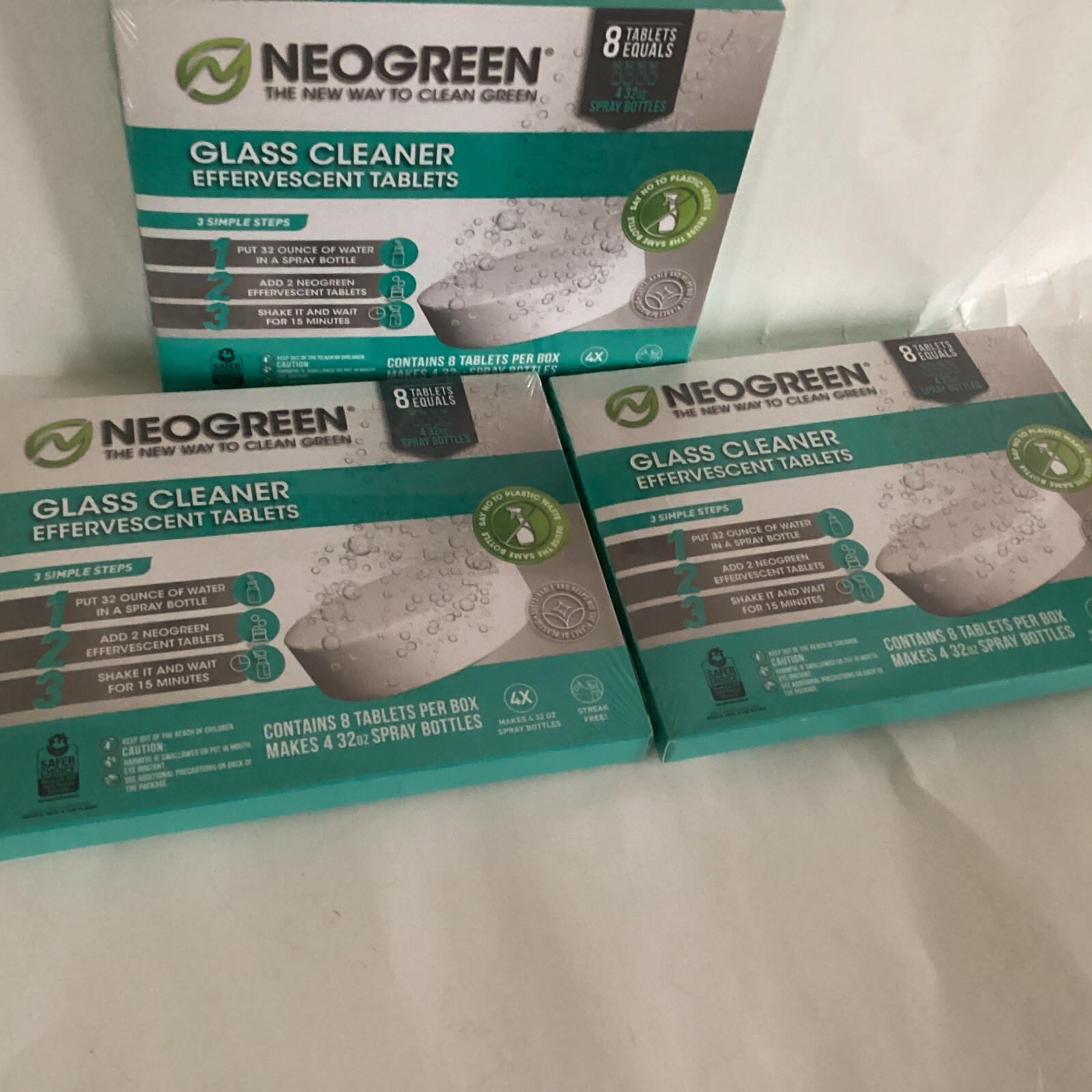 ~BUNDLE OF 3pks~ NEOGREEN HEAVY DUTY GLASS CLEANER TABLETS MAKES 12 32oz Bottles