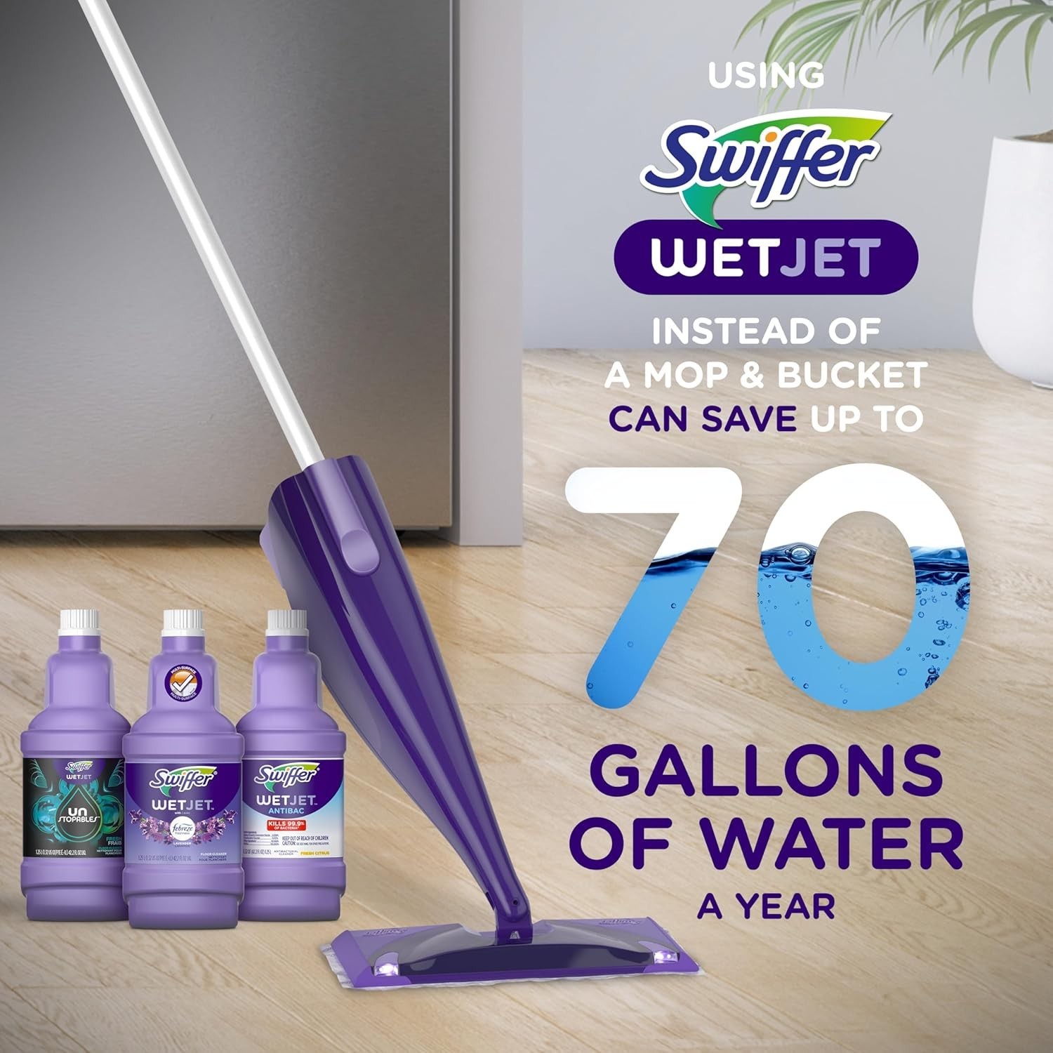 Swiffer WetJet Multi-Purpose Floor Cleaner Solution Febreze Refill 2×1.25L Pack