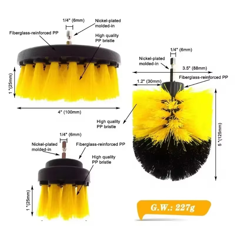 Brush Drill Brush Attachment Power Scrubber Tools for Cleaning Carpet & Leather