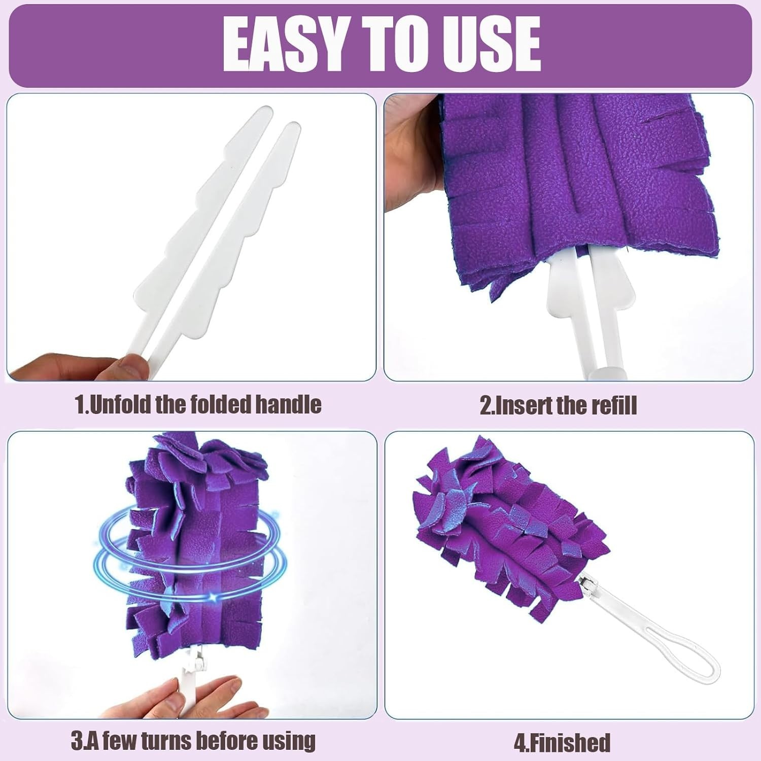 12 Pack Fleece Duster Refills 360° Reusable Duster Refills for Swiffer Washable