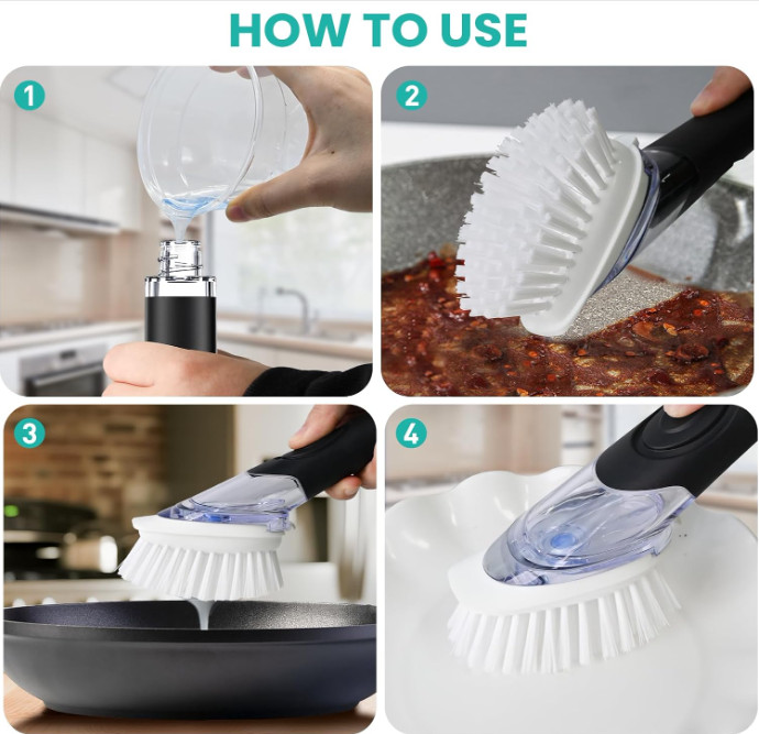 OXO Good Grips Soap Dispensing Dish Scrub Brush, Cleaning Brush for Kitchen