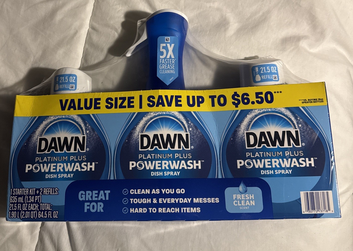 Dawn Platinum Plus Powerwash Dish Spray Set Fresh Scent 1 Bottle +2 Refills 64.5