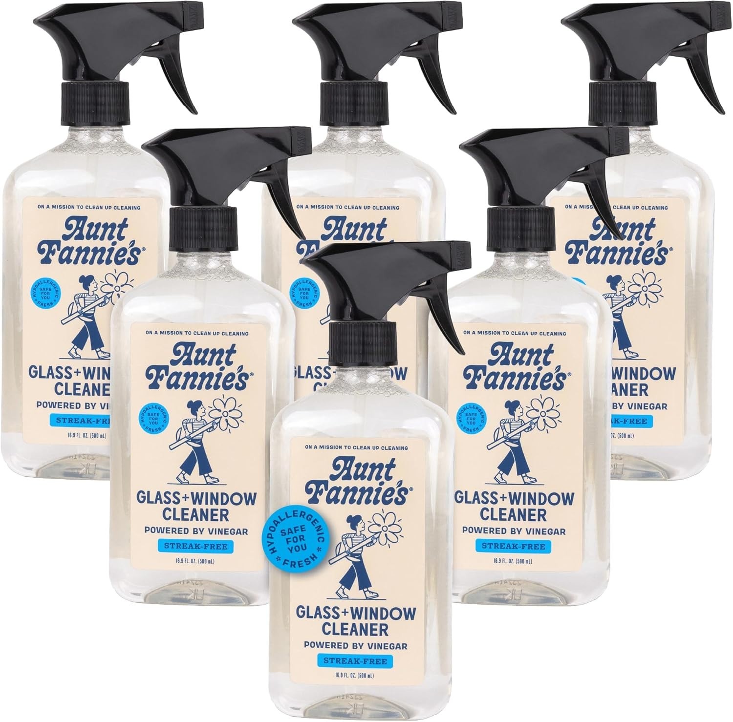Vinegar Glass Cleaner Set, Streak-Free 16.9oz x 6
