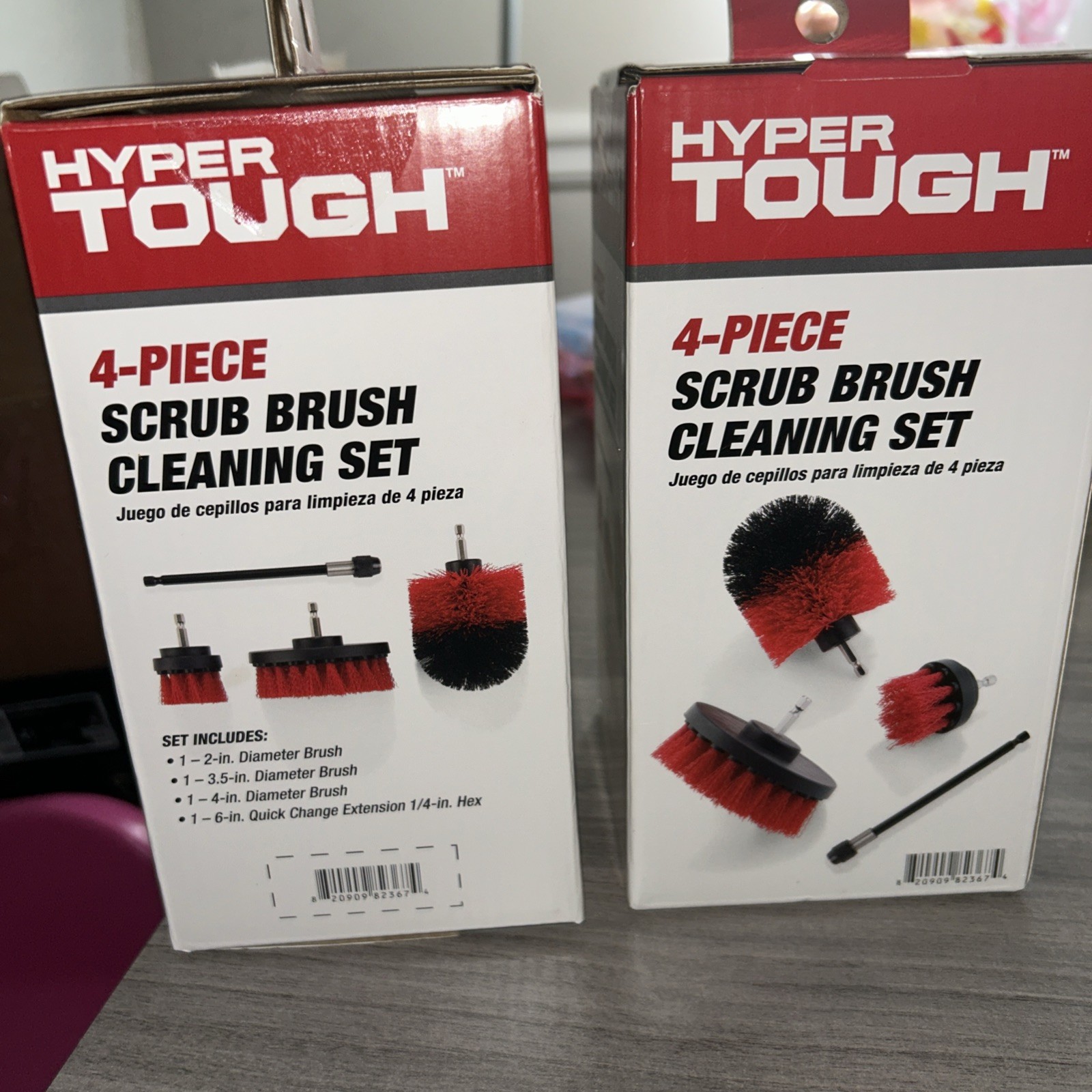 4 Piece Scrub Brush Cleaning Set Hyper Tough Drill / Durable pack of 2