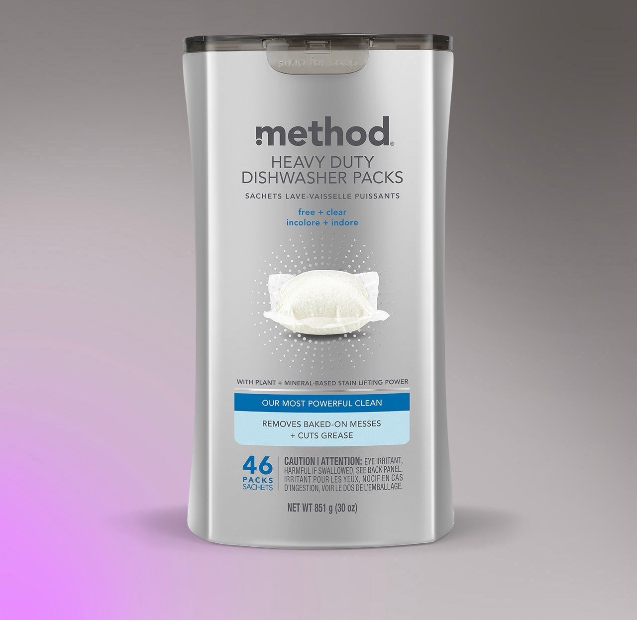 Method Heavy Duty Dishwasher Packs, Plant & Mineral-Based, Free & Clear 46ct New