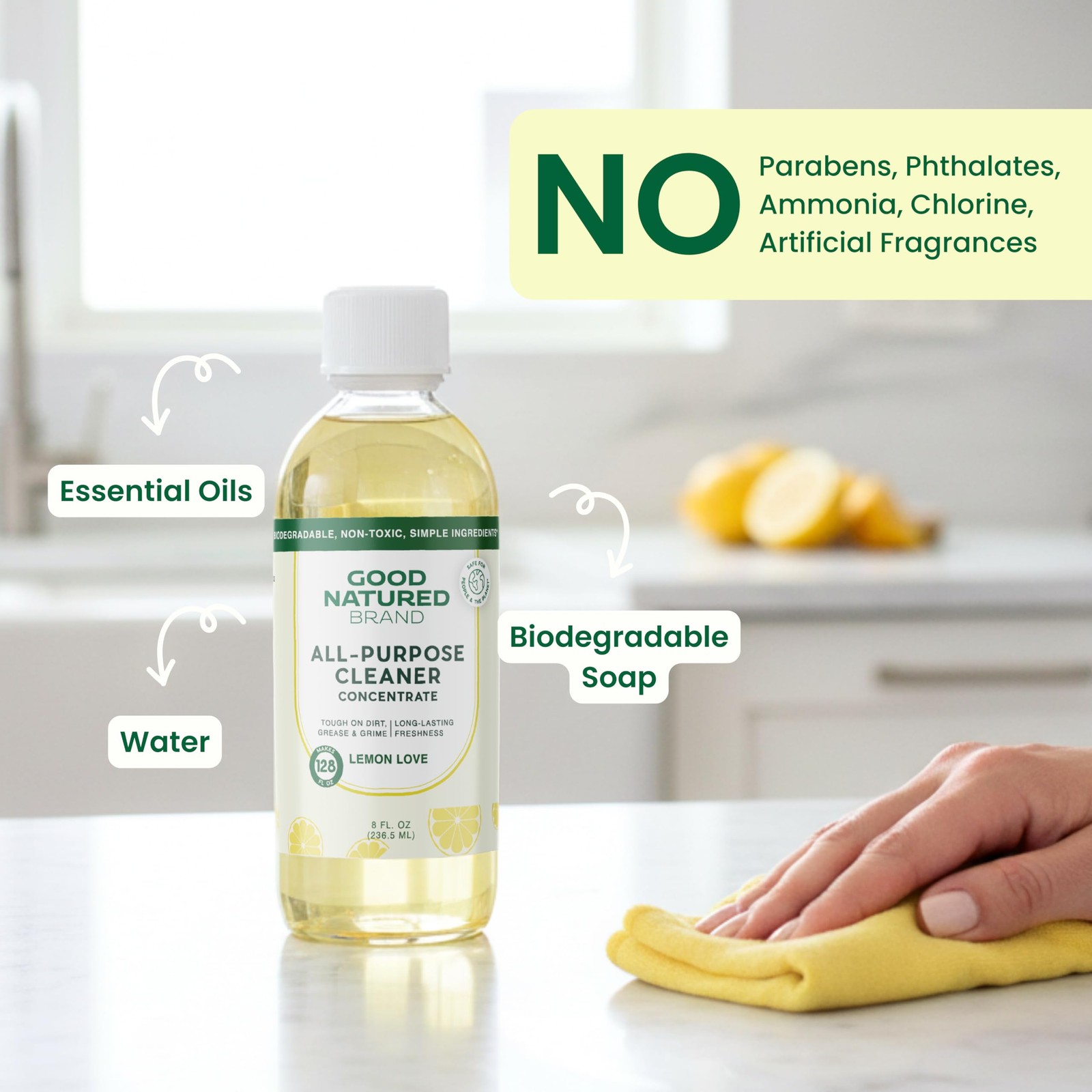 Good Natured Brand All-Purpose Cleaner Concentrate | 8oz makes 128oz 8 Fl Oz