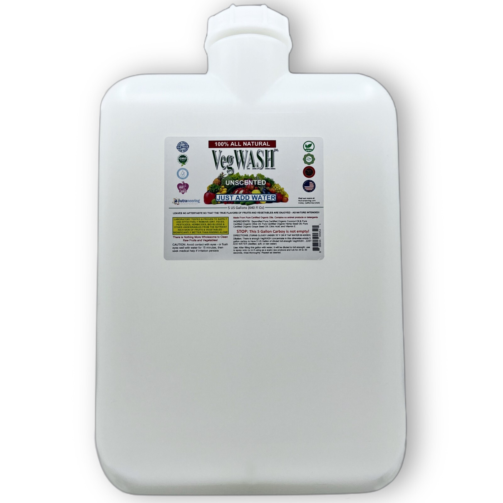 VegWASH™ Raw Produce Cleaner (Unscented) – Just Add Water for 5 US Gallons