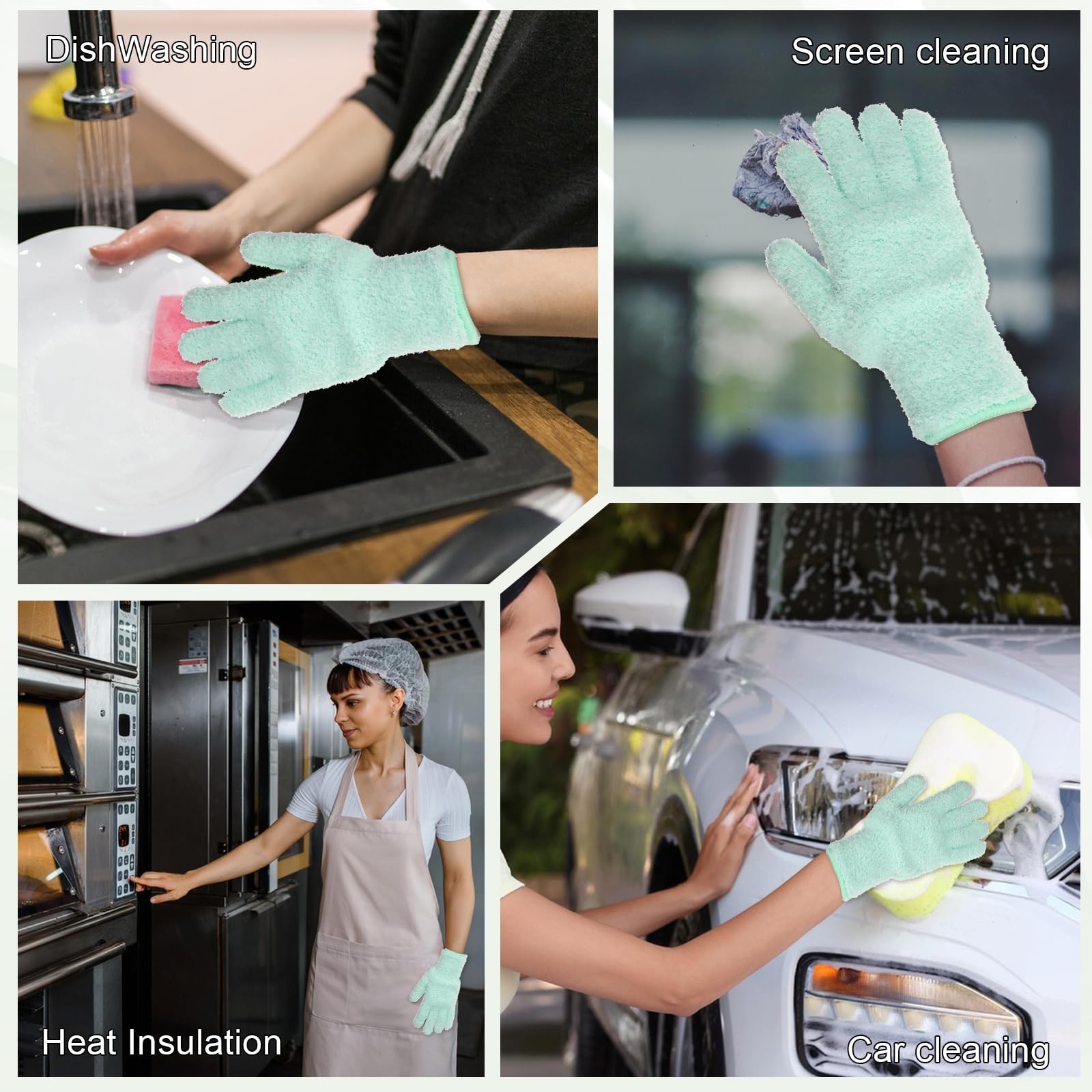 FdcLixuvol 2 PCS Dusting Gloves for House Cleaning, 22 * 13 cm, Cyan
