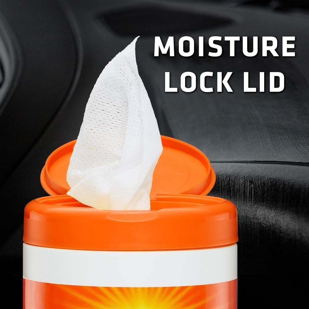 Lint-Free Orange Air Freshening Car Cleaning Wipes – 6 Pack, Auto Detailing Supp