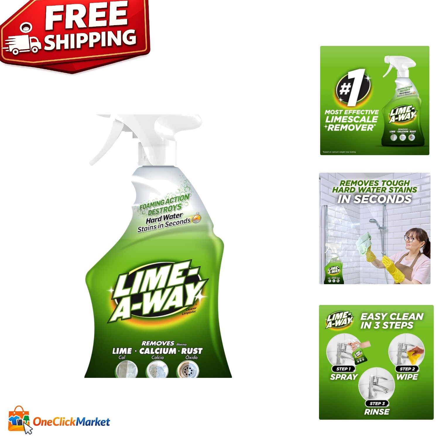 Quick-Acting Hard Water Stain Remover Spray – 22 Fl Oz for Effortless Cleaning