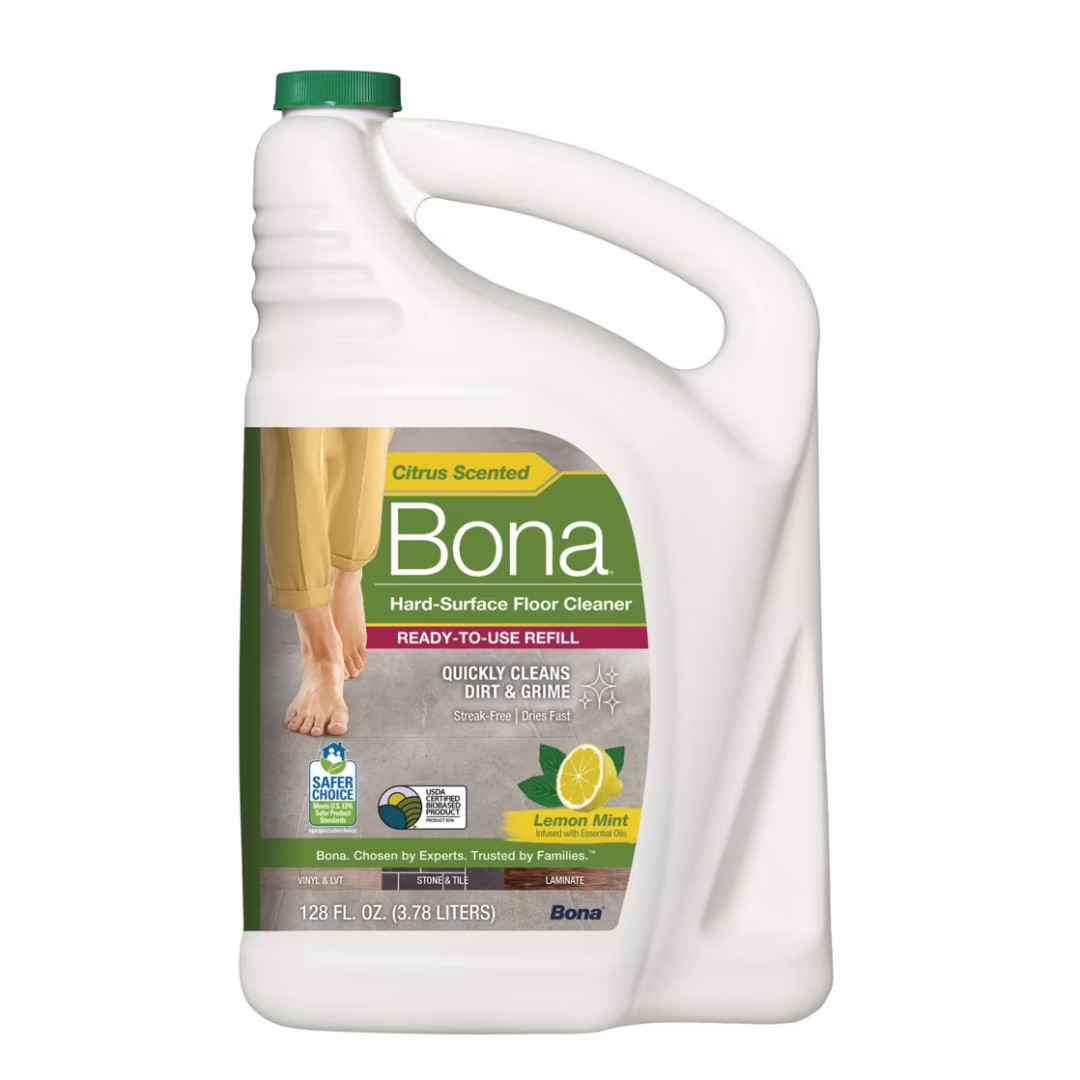 Bona Multi-Surface Floor Cleaner Refill, 128 fl oz, Lemon Mint, For Tile & Vinyl