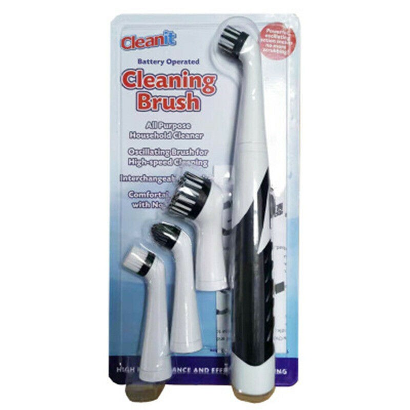 Multifunction Electric Sonic Scrubber Super Cleaning Brush 4 Brush Heads
