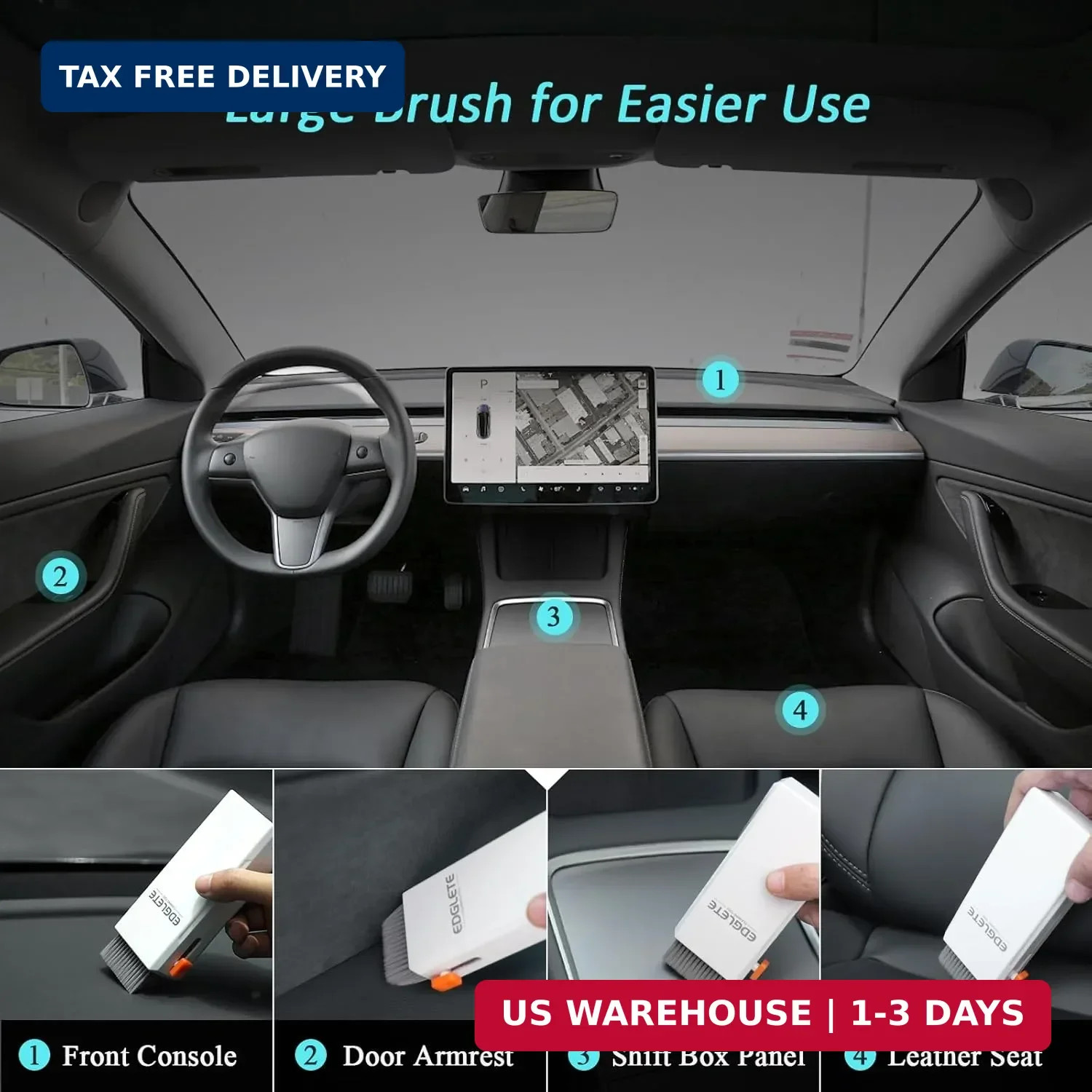 Edglete Car Screen Cleaner Spray and Wipe, Car Interior Cleaner Detailing Kit Sc