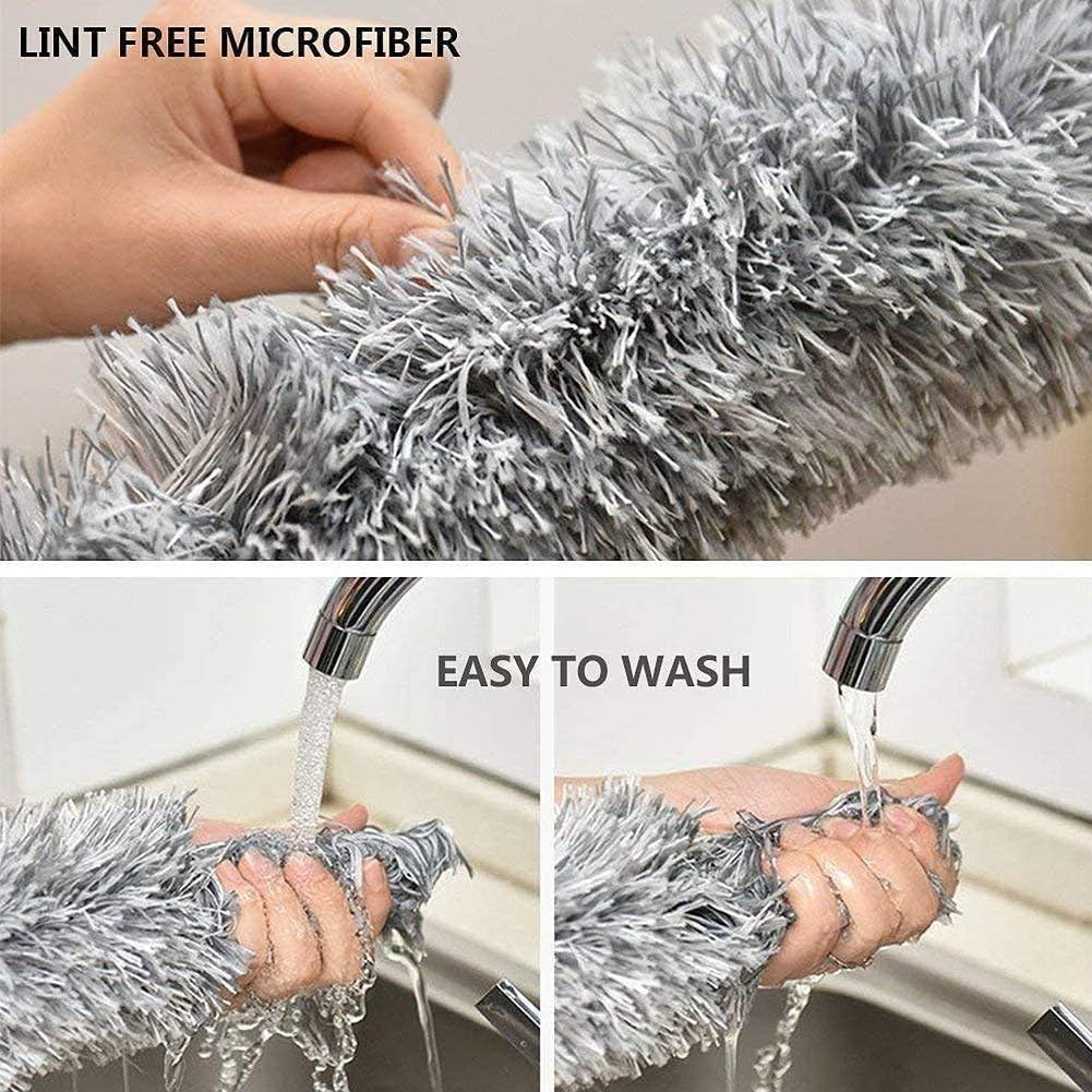 Extendable Gray Dust Removal Tool 30 To 100 Inches Bendable Duster Head