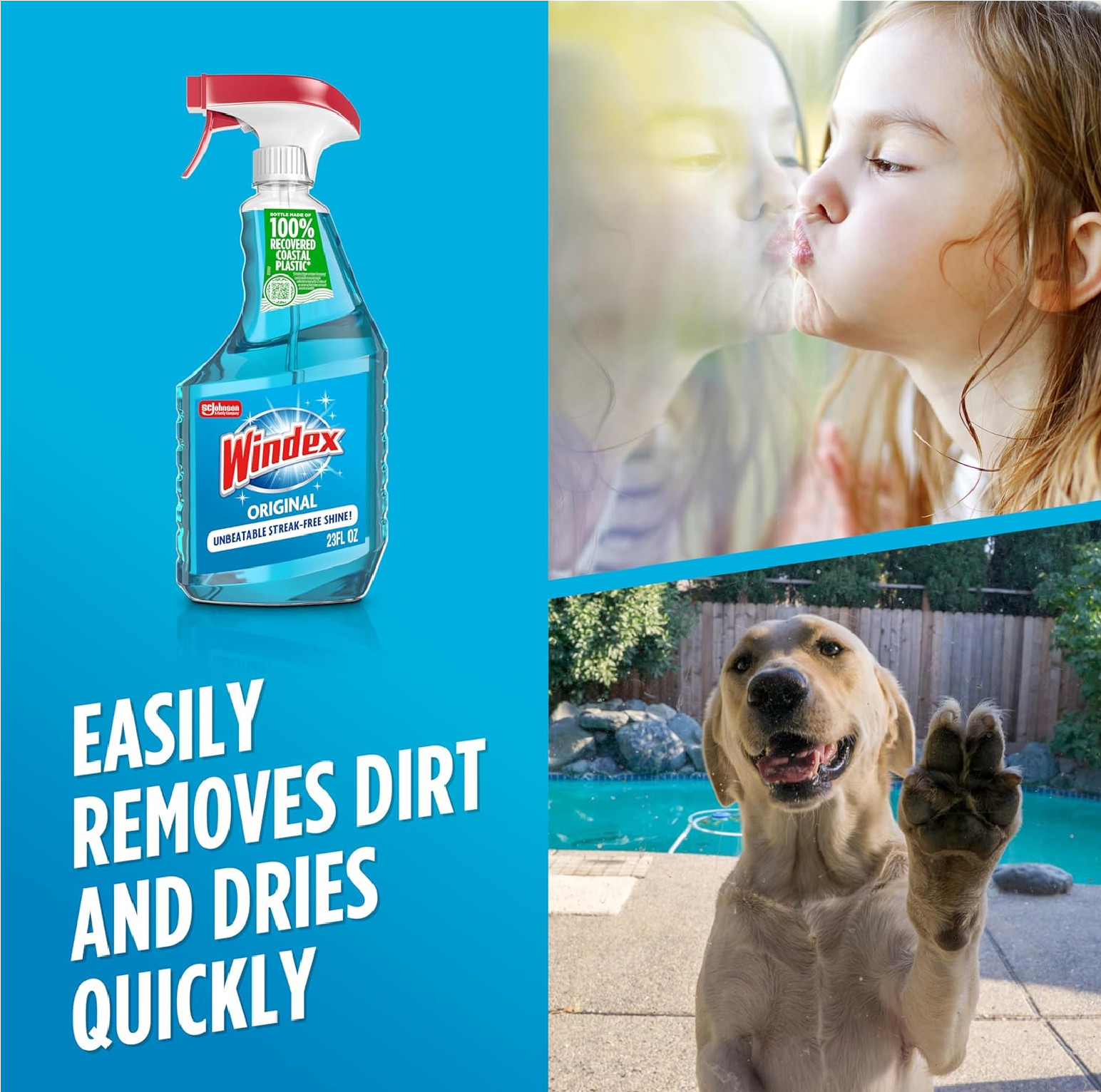 Windex Pack of 6 Glass and Window Cleaner Spray Bottle, Original Blue, 23 fl oz