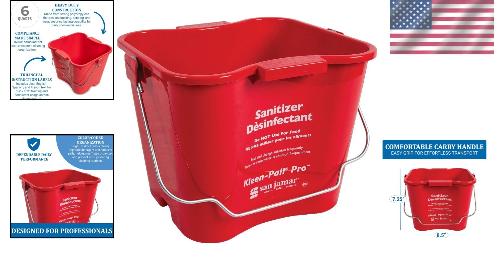 Kleen-Pail Pro 6 Qt Heavy-Duty Cleaning Bucket – HACCP Compliant & Color-Coded