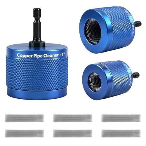 Copper Pipe Cleaner Drill Attachment – 1/2″, 3/4″, 1″ Metal Tube Brushes, 6 Blad