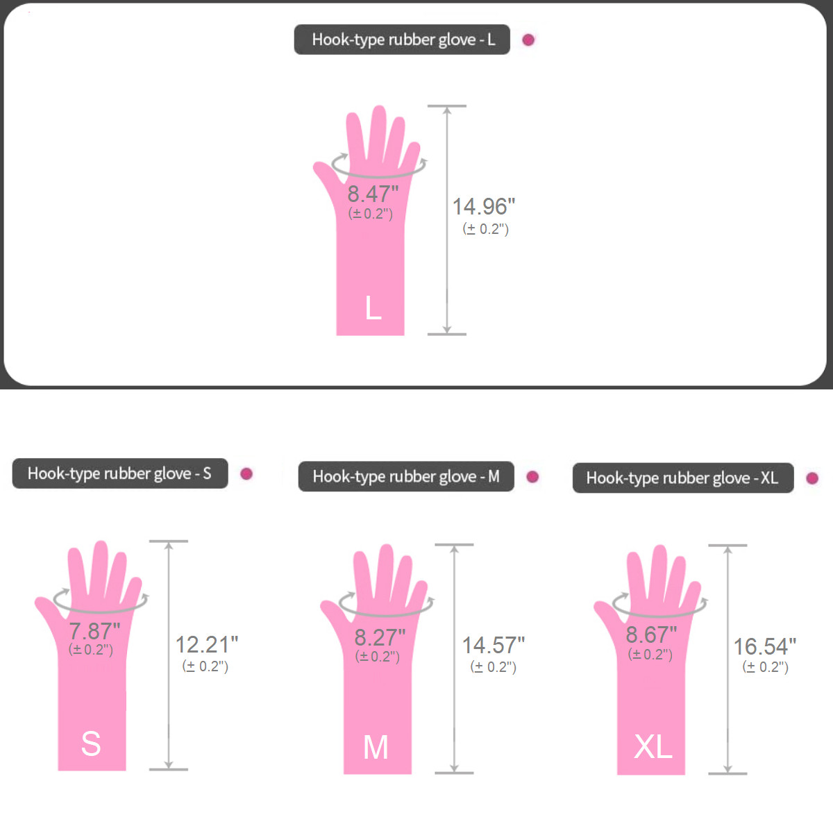 Hanging Dry Hook Dishwashing Cleaning Kitchen Latex Rubber Gloves (S/M/L/XL)