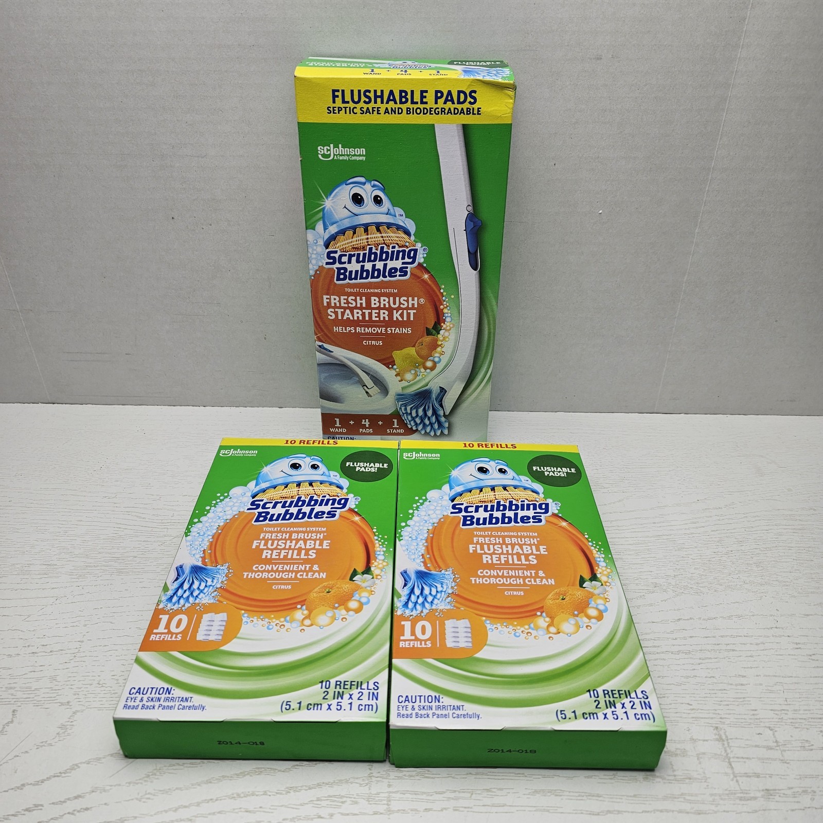 Scrubbing Bubbles Fresh Brush Toilet Scrubber Kit Flushable Pad Refills Citrus