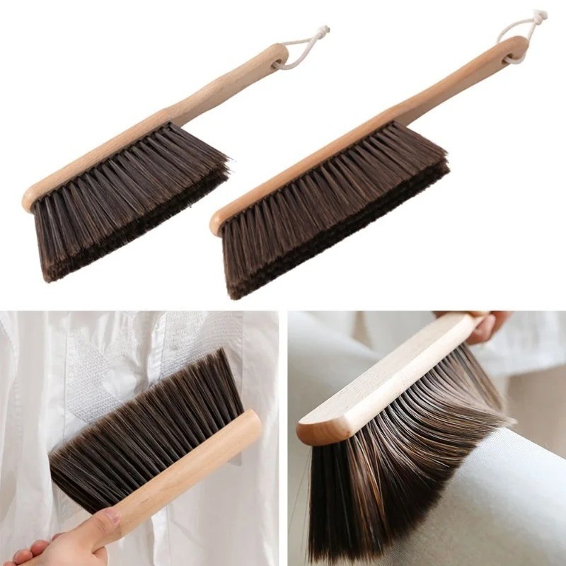 Natural Wood Bristle Cleaning Brush Anti Static Coffee Grinder Desktop Broom 1/2