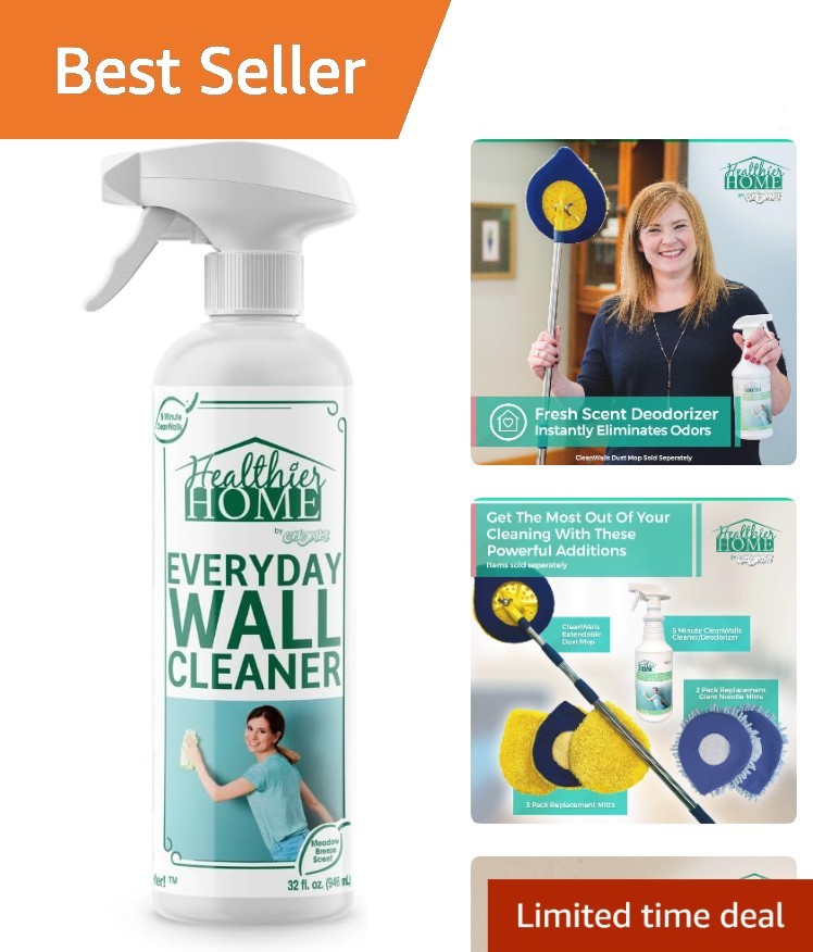 Healthier Home 32 Oz Wall Cleaner Spray – Multi-Purpose, Fresh Meadow Scent