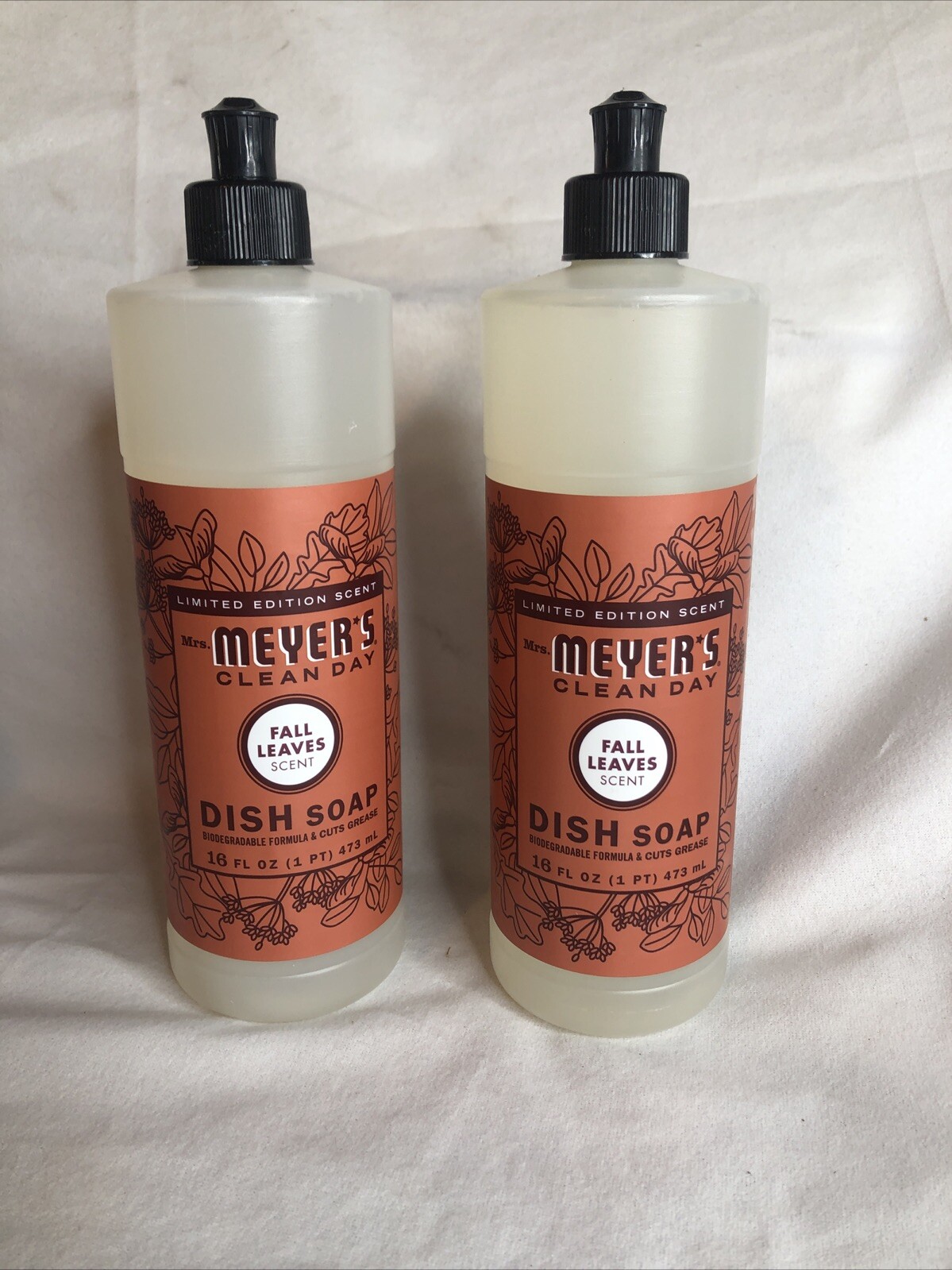 Mrs Meyers Clean Day Dish Soap Limited Edition Scent Fall 🍁Leaves 🍁 16oz 2-Pk