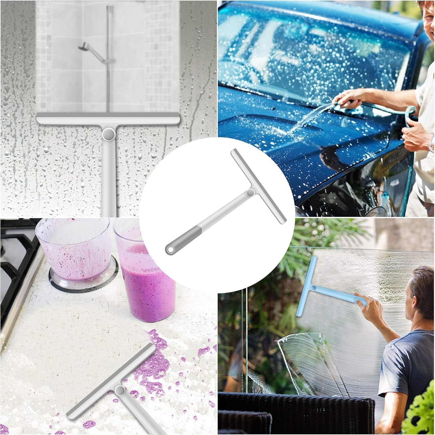 “Shower Squeegee for Glass Doors, Silicone Shower Squeegee for Shower Doors Wind