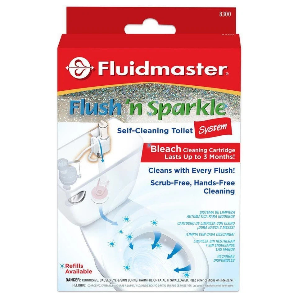 Fluidmaster 8300P8 Flush ‘n Sparkle Automatic Bleach Toilet Bowl Cleaning System