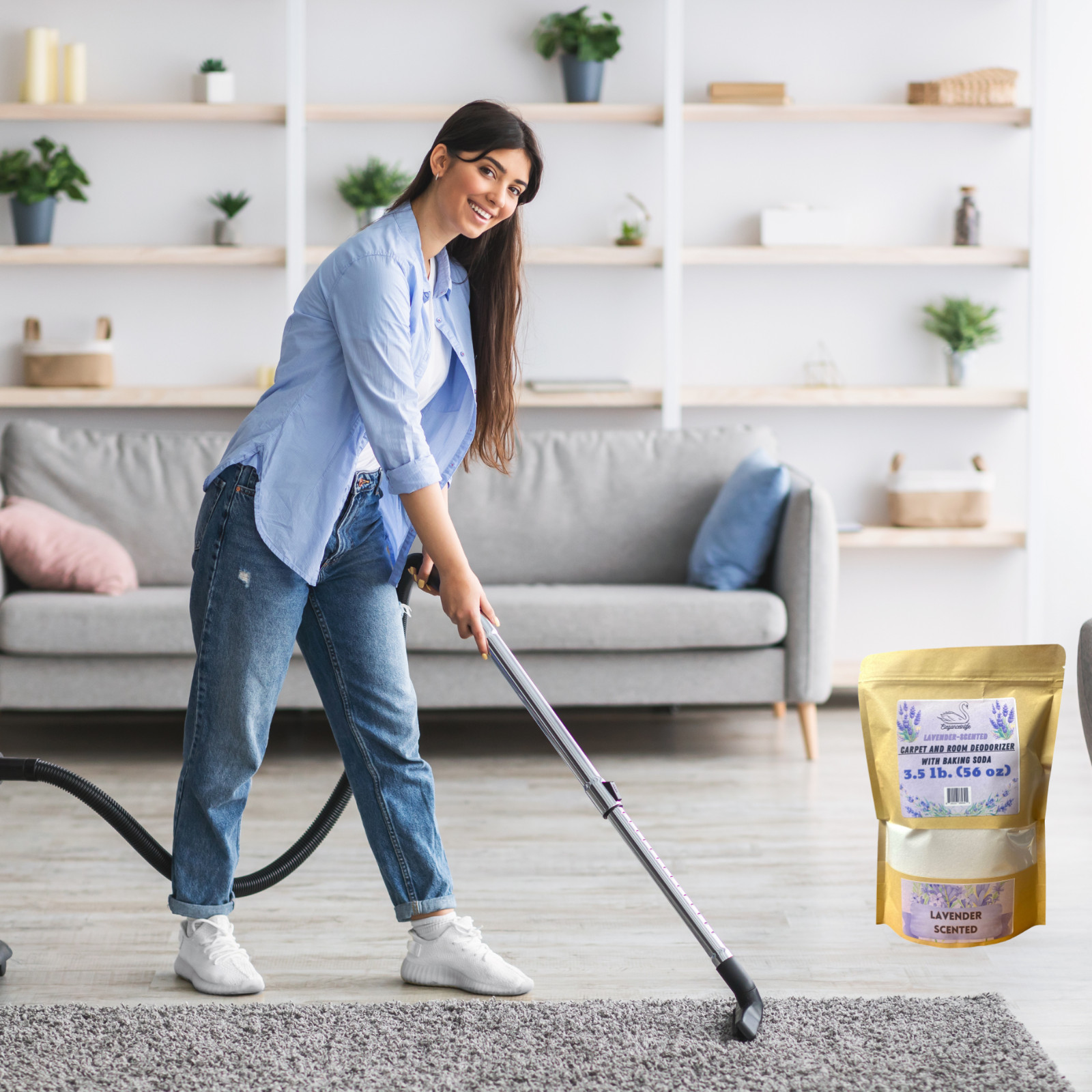 Eleganceinlife Lavender-Scented Carpet and Room Deodorizer Baking Soda, 3.5 LB