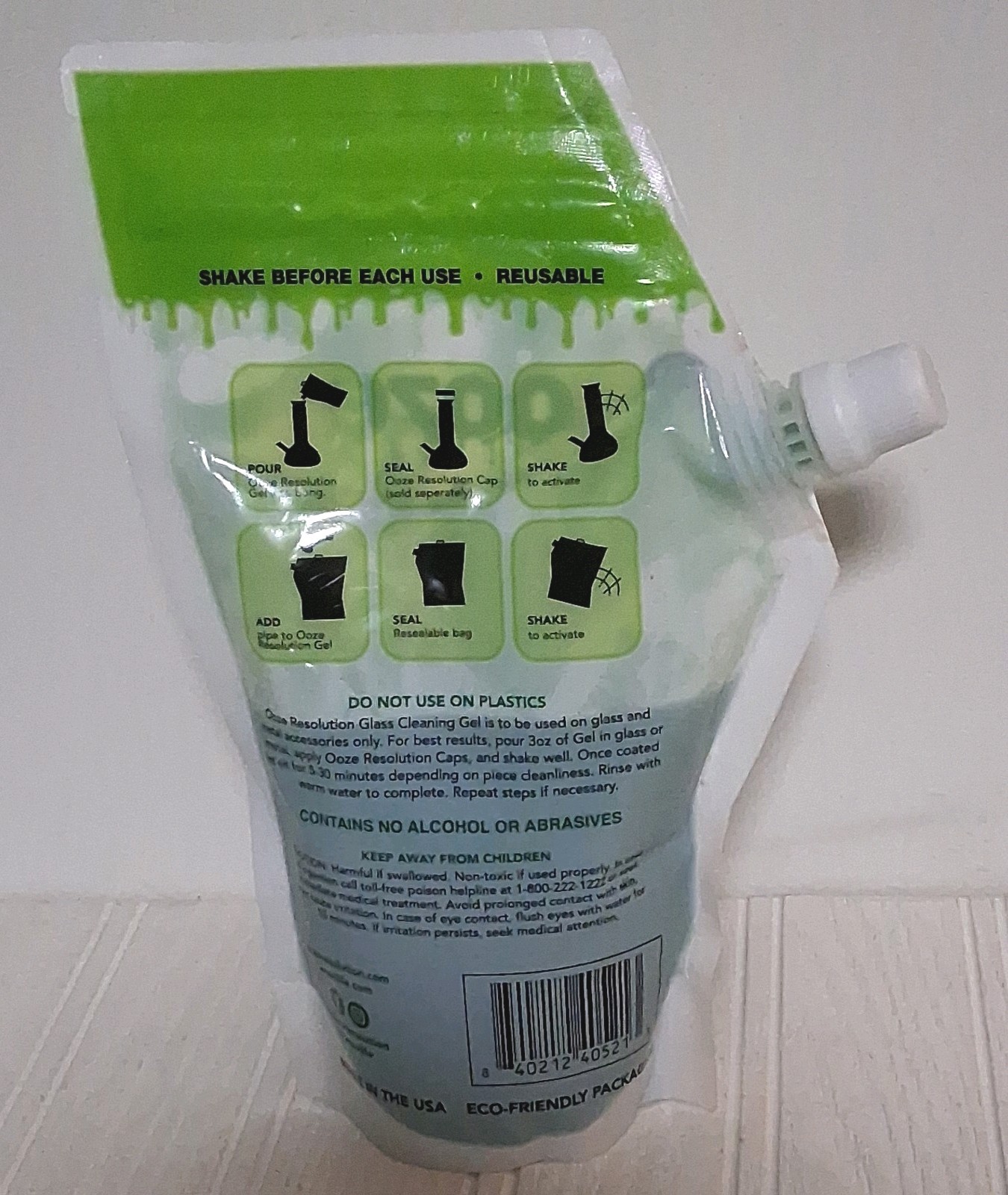 NEW OOZE RESOLUTION GEL GLASS CLEANER-REUSABLE-NON-TOXIC-240ML