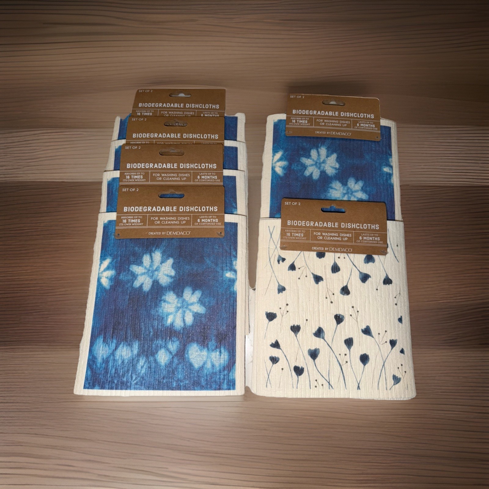 NEW Biodegradable Dishcloths 6 Packages-2 In each Package Total of 12 Navy Blue