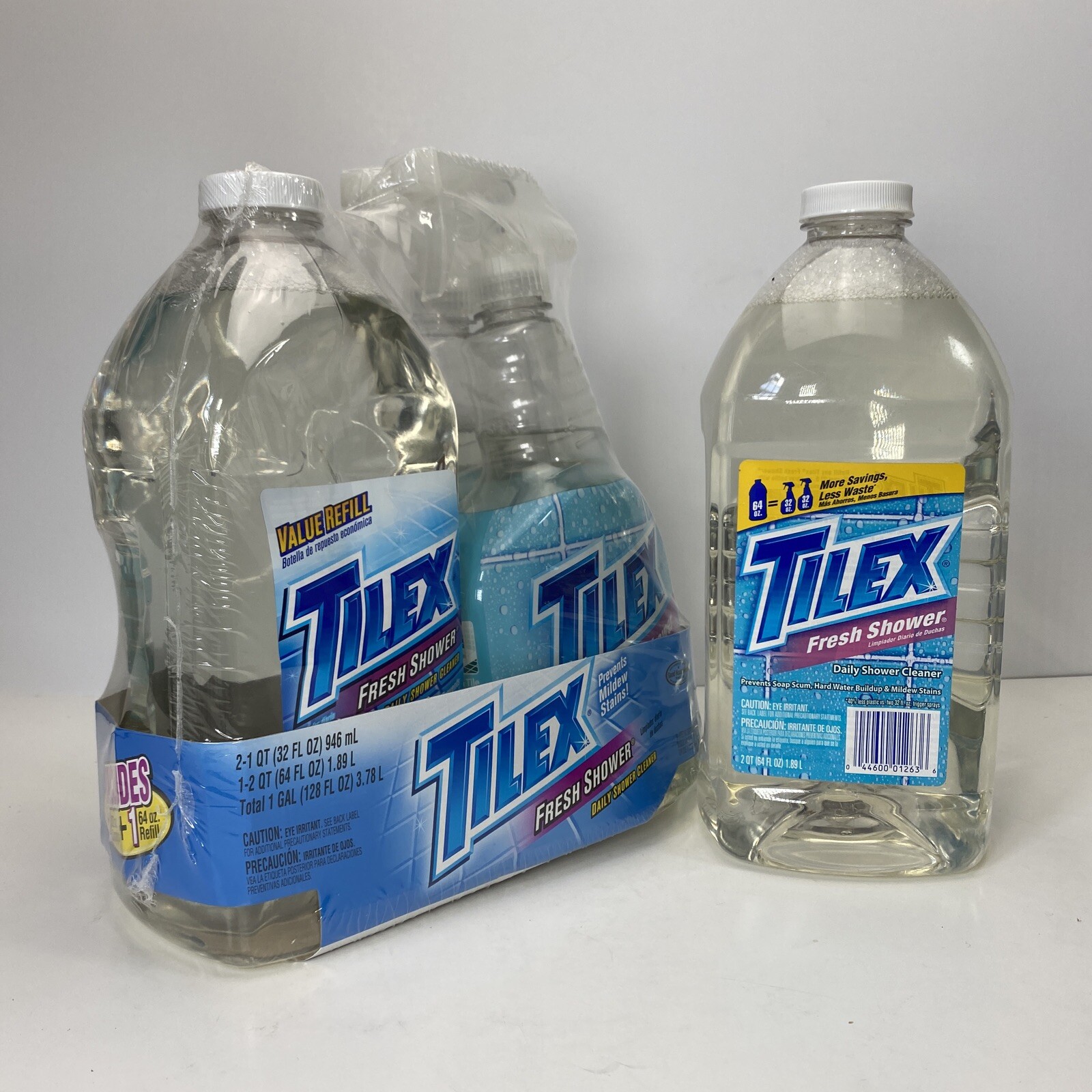 LOT (2) Tilex Shower Cleaner 64 oz Refill Fresh Shower & (2) Large Spray Bottles