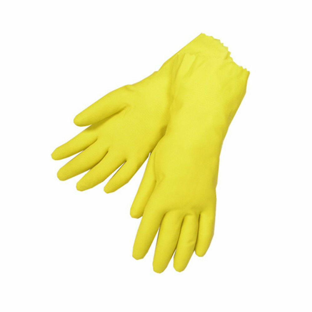 Yellow Latex Household Cleaning Dishwashing Gloves – 1 Pair (2 Gloves) – Large