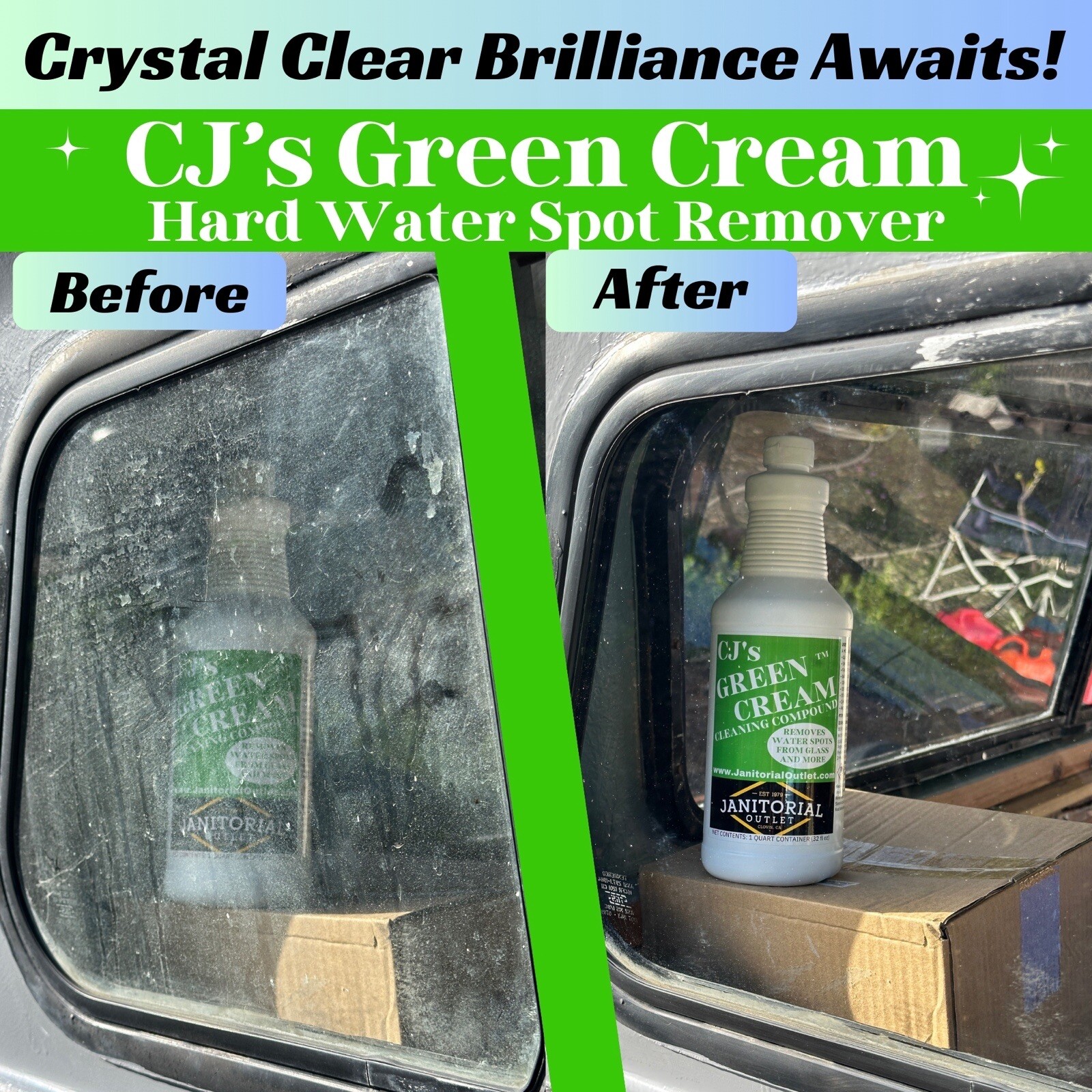 water spot remover glass CJ’s green cream Hard Water Spot Remover 32oz