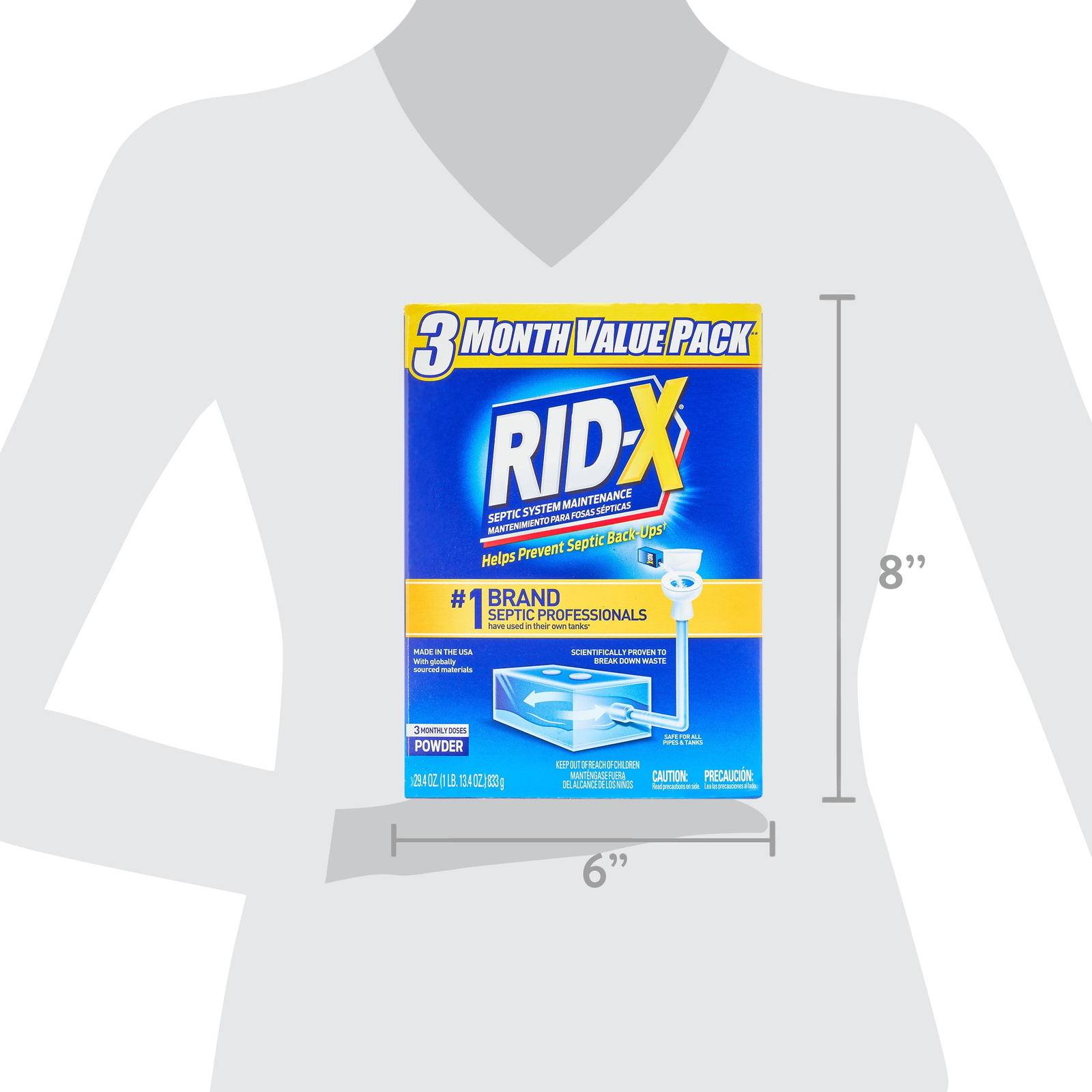 RID-X Septic Tank Treatment, 3 Month Supply Of Powder, 29.4oz, 100% Biobased