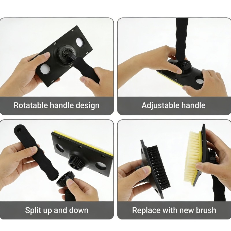 Compacted 23cm Long Spin Scrub Brush Perfect For Tight Space And Vehicle