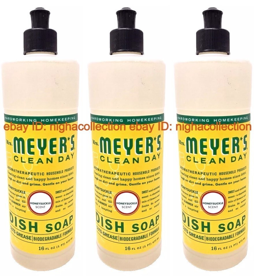 ( 3 ) Mrs. Meyer’s Clean Day Liquid Dishwashing Soap 16 oz Each Honeysuckle NEW