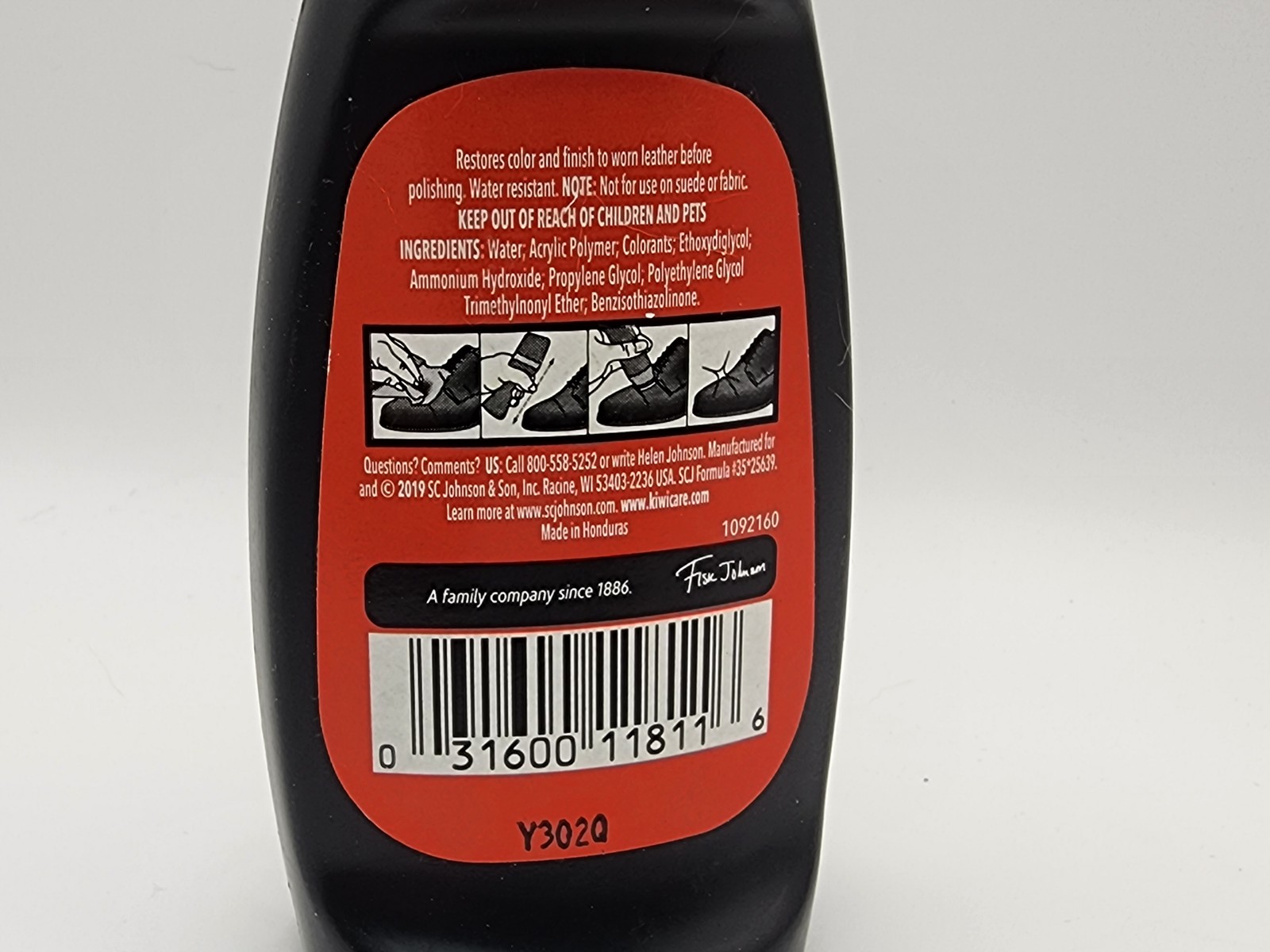 KIWI Leather Dye for Black Shoes 75ml (2.5 fl oz) Sponge Applicator SC Johnson