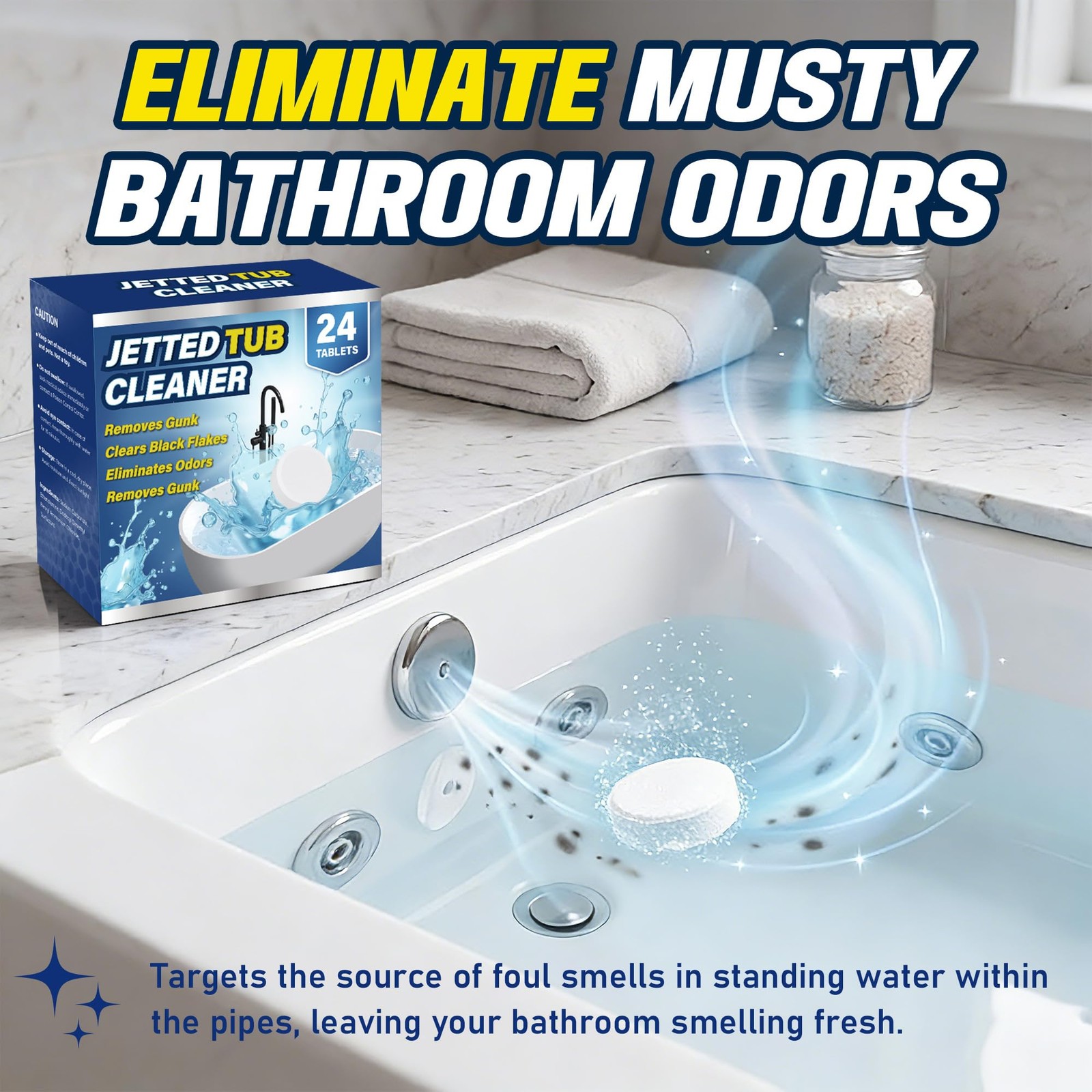Jetted Tub Cleaner (24 Count) – Effective Whirlpool & Hot Tub System Flush – …