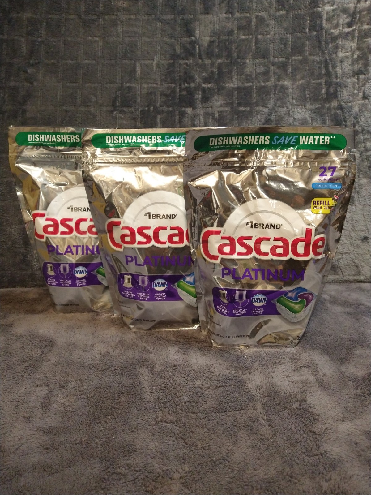Cascade Platinum 27ct 3pack Dishwasher Detergent Pods, Fresh Scent 81 Count