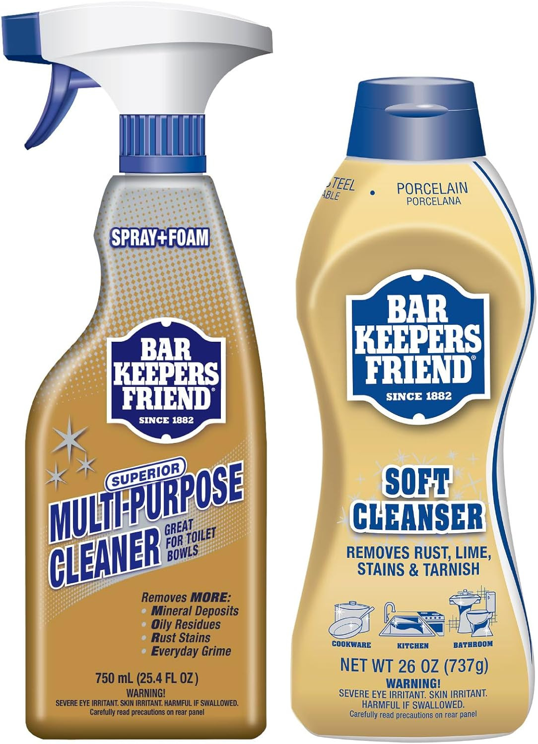 Soft Cleanser (26 Oz) MORE Spray + Foam (25.4 Oz) Multipurpose Cleaner Bundle, S