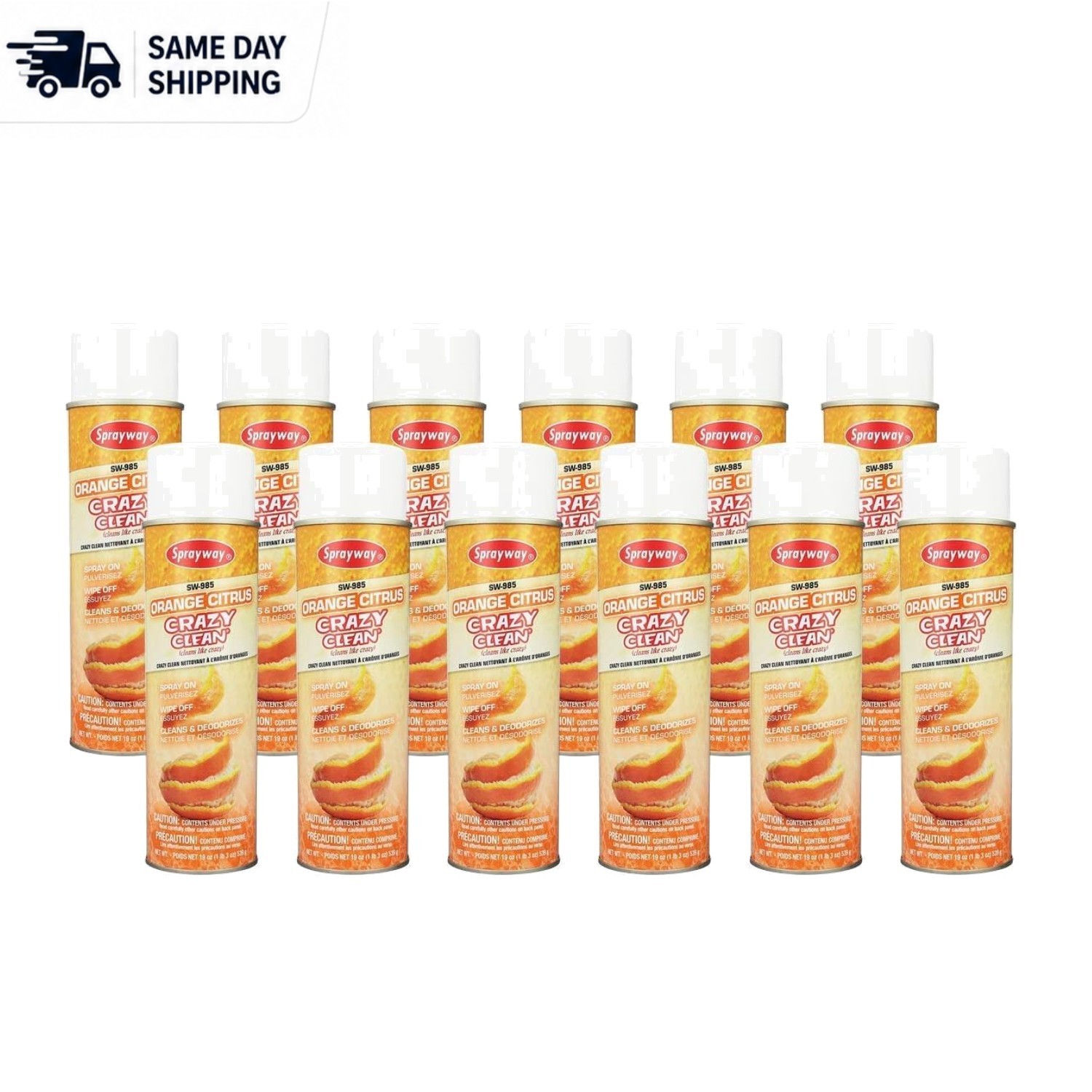 12PK Eco-Friendly Orange Citrus Foam Cleaner, 19oz – Effective Surface Cleaner