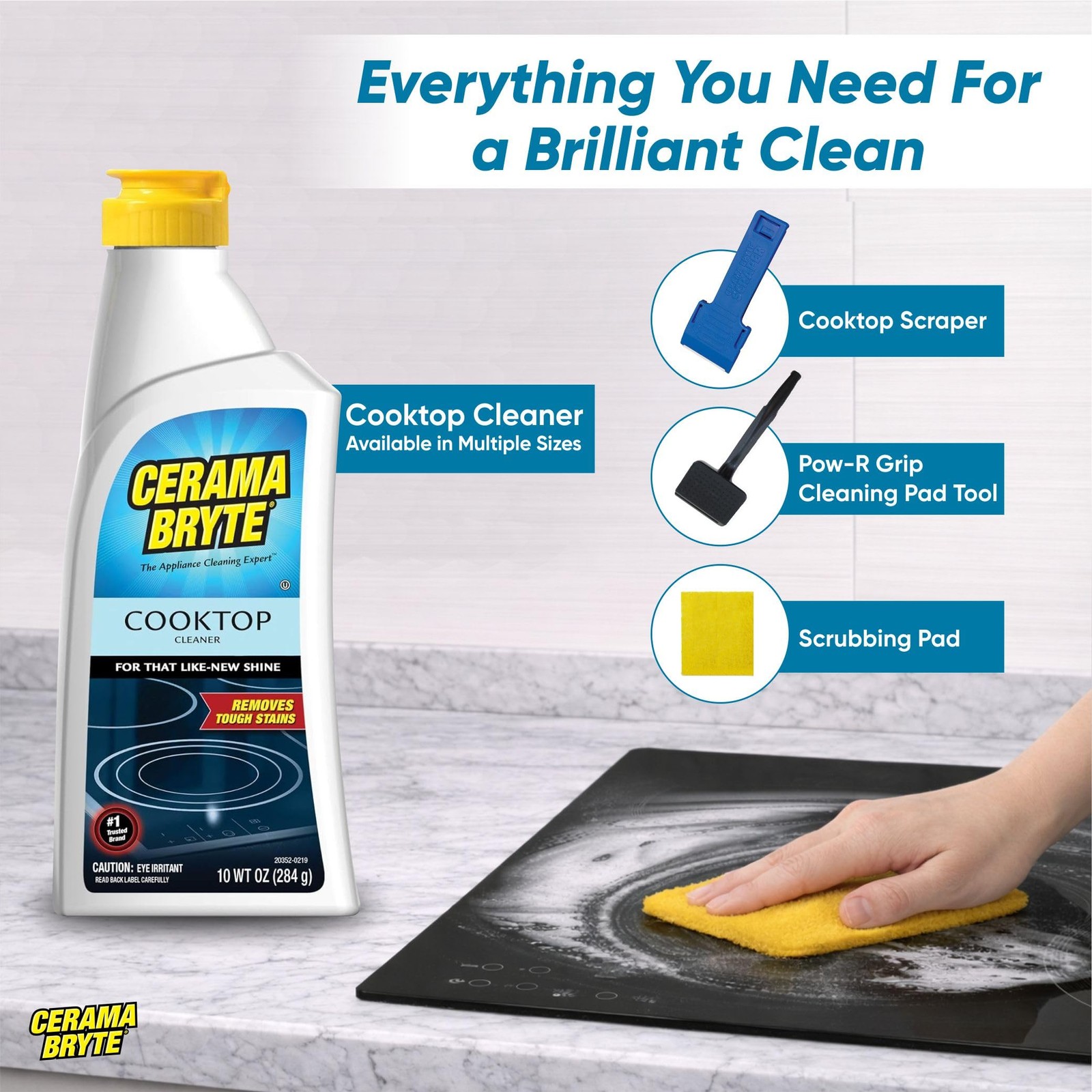Glass Cooktop and Stove Cleaner Combo Includes Cleaning Tool, Razor, Scraper…