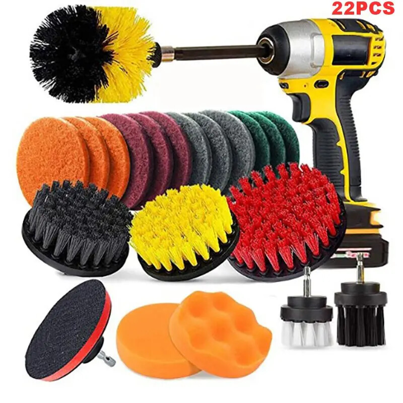 37/22/5 Pieces Car Electric Cleaning Brush Drill Brush Set for Car Polisher